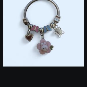 Kids Pink & Blue Flower Charm Bracelet - Unbranded